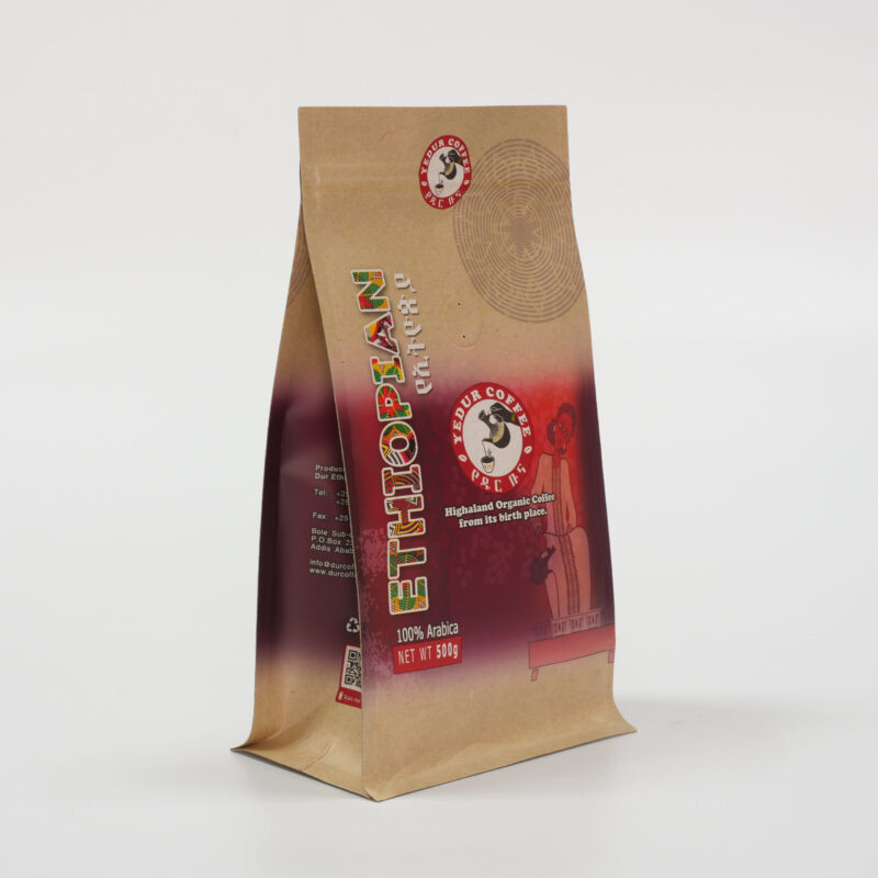 Kraft Paper Flat Bottom Stand Up Food Packaging Bag